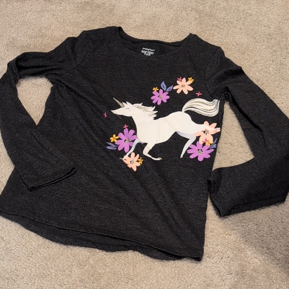 Kids Unicorn Graphic Long Sleeve Shirt - Black
